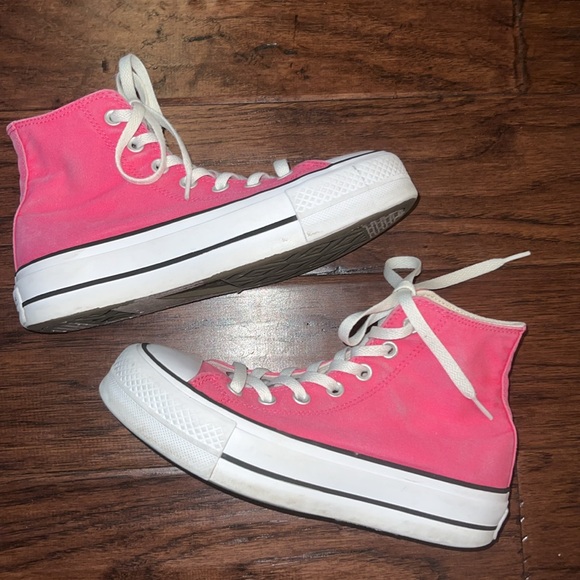 Converse Allstar Chuck Taylor hightop platform sneakers pink & white shoes 6.5 - Picture 14 of 15